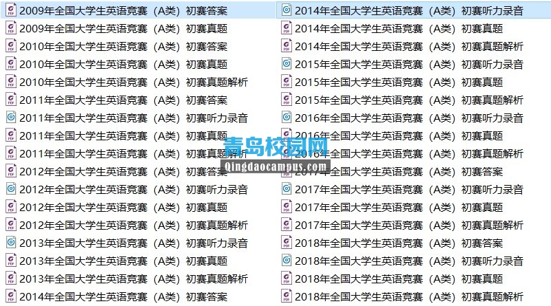 大学生英语竞赛A类2009年-2018年真题，免费领取