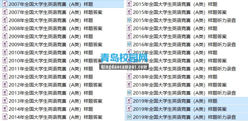 大学生英语竞赛A类2009年-2018年真题，免费领取