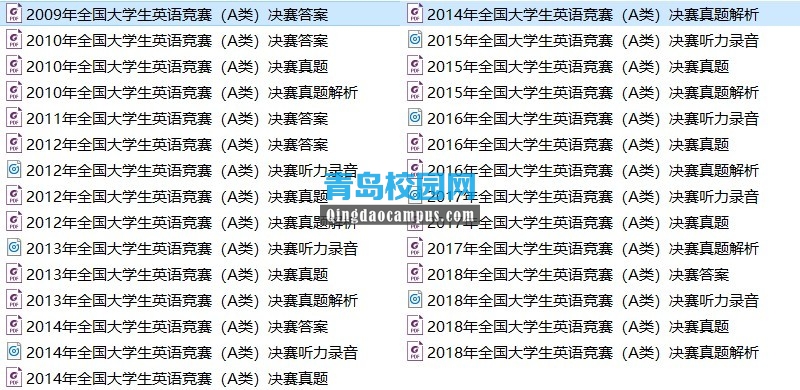大学生英语竞赛A类2009年-2018年真题，免费领取
