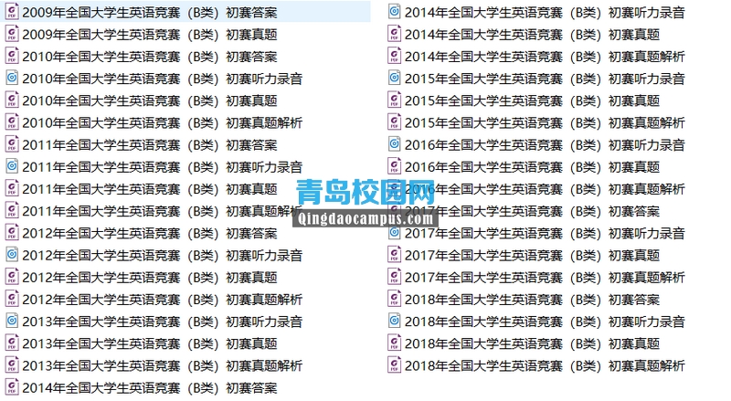 全国大学生英语竞赛B类初赛历年真题答案