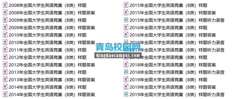 全国大学生英语竞赛B类历年样题答案